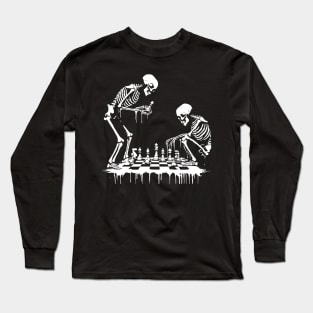 skeletons play chess Long Sleeve T-Shirt